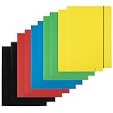 D.RECT 10 Pezzi (2 Pezzi per Colore 5 x 2) Cartellina in Cartone | Cartellina con Gomma | Cartellina con Elastico per DIN A4 | 3 Alette, 300 g, Colori Assortiti
