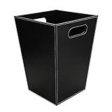 KINGFOM™ Classico Cestino per la carta in Pelle, per Ufficio/Bagno/Cucina/Camera da letto (Nero)