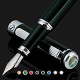 Scriveiner Penna stilografica Verde Inglese molto scuro, splendida penna di lusso, finitura cromata, pennino fine, miglior set regalo per uomini, donne, professionisti, dirigenti, uffici