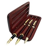 Set di 3 penne in legno con astuccio regalo penna/miglior penna stilografica, penna a sfera fantasia e penna gel di lusso con ricariche di inchiostro, penne promozionali Business Designer