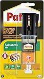 Pattex Power Epoxy Saldatutto Mix 5 minuti, forte colla epossidica bicomponente, colla bicomponente per plastica a elevata tenuta finale, colla multiuso multimateriale, trasparente, 1x28g