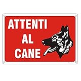 Goodvia Attenti al Cane Cartello Alluminio 20x30cm, Attenzione al Cane Cartelli in Metallo Riflettente, Targhetta Attenti al Cane Durevole, Impermeabili e Protezione UV Sono Adatti per Esterno