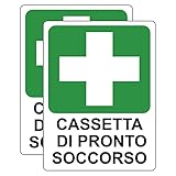 Haobase 2 Pezzi CASSETTA DI PRONTO SOCCORSO Cartello Etichetta - Vinile Autoadesivo (20 cm x 15 cm)