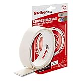 Fischer Strisce Biadesive NTJH, Strisce Pre-Tagliate di Nastro Biadesivo, Fino a 2,5kg Per Striscia, Comode Per Fissare Cornici, Targhe, Poster, Rotolo da 19 Strisce, 552159, 22x36 mm, Bianco