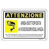 Goodvia Cartello area Videosorvegliata Metallo 15x22cm, Segnaletica Videosorveglianza Alluminio Targa Riflettente, Impermeabile e Resistente ai Raggi UV Adatti per Case e Aziende