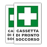 SALPIE 2 PEZZI Targhetta Adesiva Cassetta Pronto Soccorso in PVC Resistente, Misura 10x15 cm