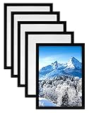 QWORK® 5 Pezzi Cornice Espositiva Magnetica su Finestra/Parete, Adatto a Certificati Formato A4/Annunci/Immagini/Foto/Poster (Nero)