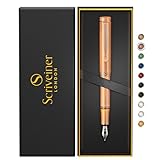 Scriveiner, penna stilografica EDC lusso (media), splendida penna tascabile in ottone pesante finitura a mano, convertitore pennino tedesco, miglior set regalo penna uomo e donna, penna lusso