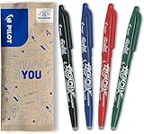 PILOT, Frixion Ball Set Da 4, Penna Cancellabile Al Calore Con Inchiostro Termosensibile, Penna Roller Ricaricabile con Gommino Integrato, Colore Nero, Blu, Rosso e Verde, Tratto Medio