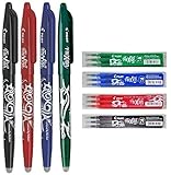 Pilot Frixion Ball 0.7mm - Set di penne a sfera cancellabili (1 blu, 1 rossa, 1 nera, 1 verde) + Set di refill conf. da 3 (1 blu, 1 rosso, 1 nero, 1 verde)