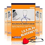 LogicaShop Blocchetto Ricevute Sanitarie Non Numerate, Bollettario Fatture in Duplice Copia Autoricalcante 50x2 (02)